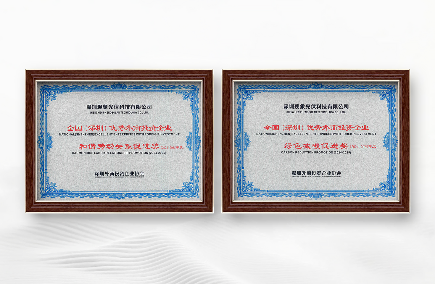 现象光伏荣获全国（深圳）优秀外商投资企业双重奖项！